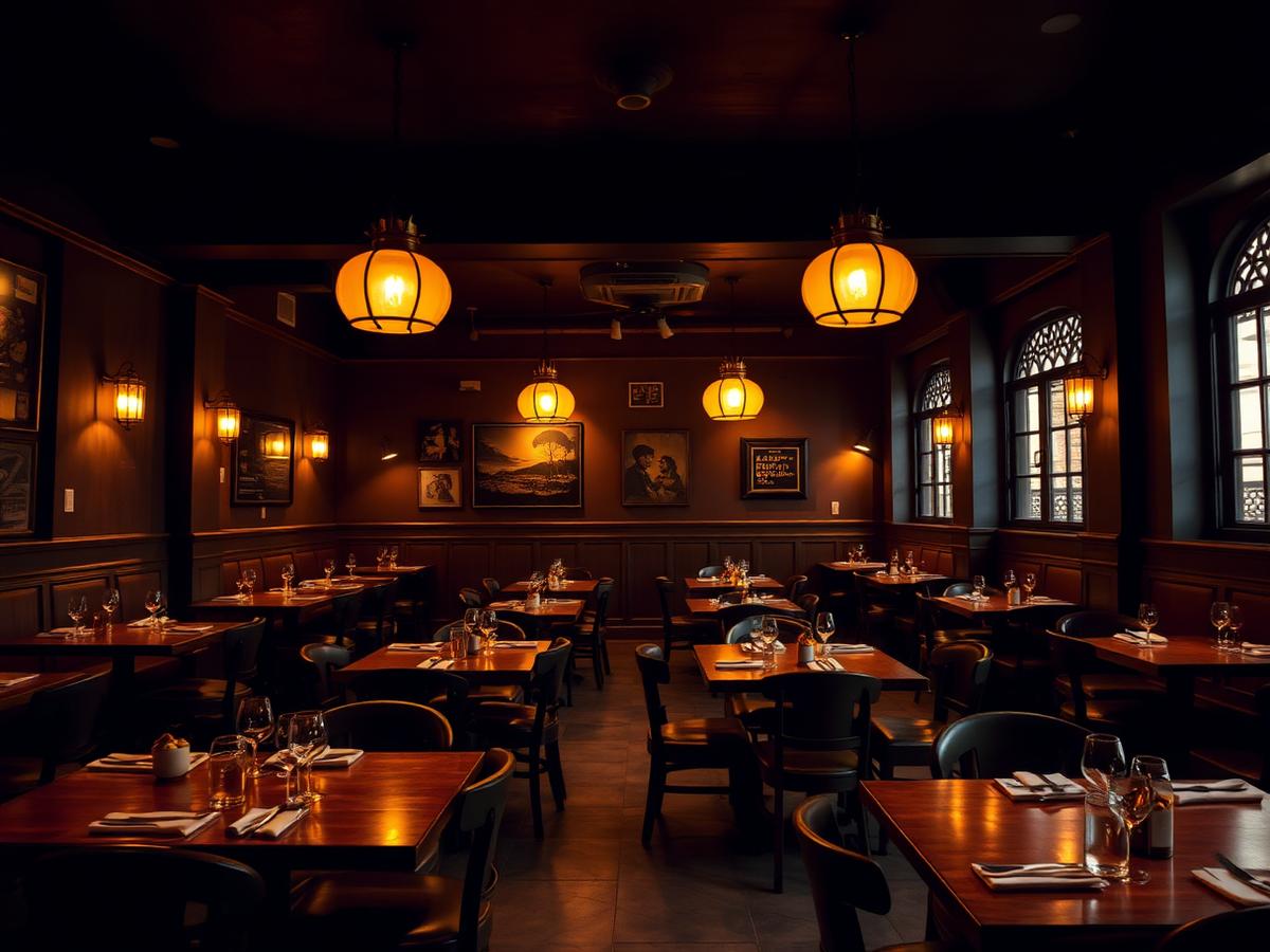 Warm, cozy dining room interior of S. Kota's Hotel Muntaj